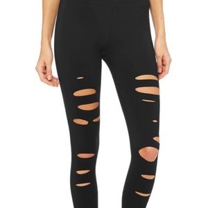 Alo High Waist Ripped Warrior Leggings Sz L